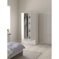 Kledingkast Naia 2-deurs - hoogglans wit - 50x99x201 cm