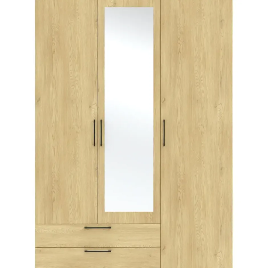 Kledingkast Penrith 3 deurs - eikenkleur - 204x145x58 cm