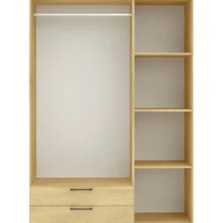 Kledingkast Penrith 3 deurs - eikenkleur - 204x145x58 cm
