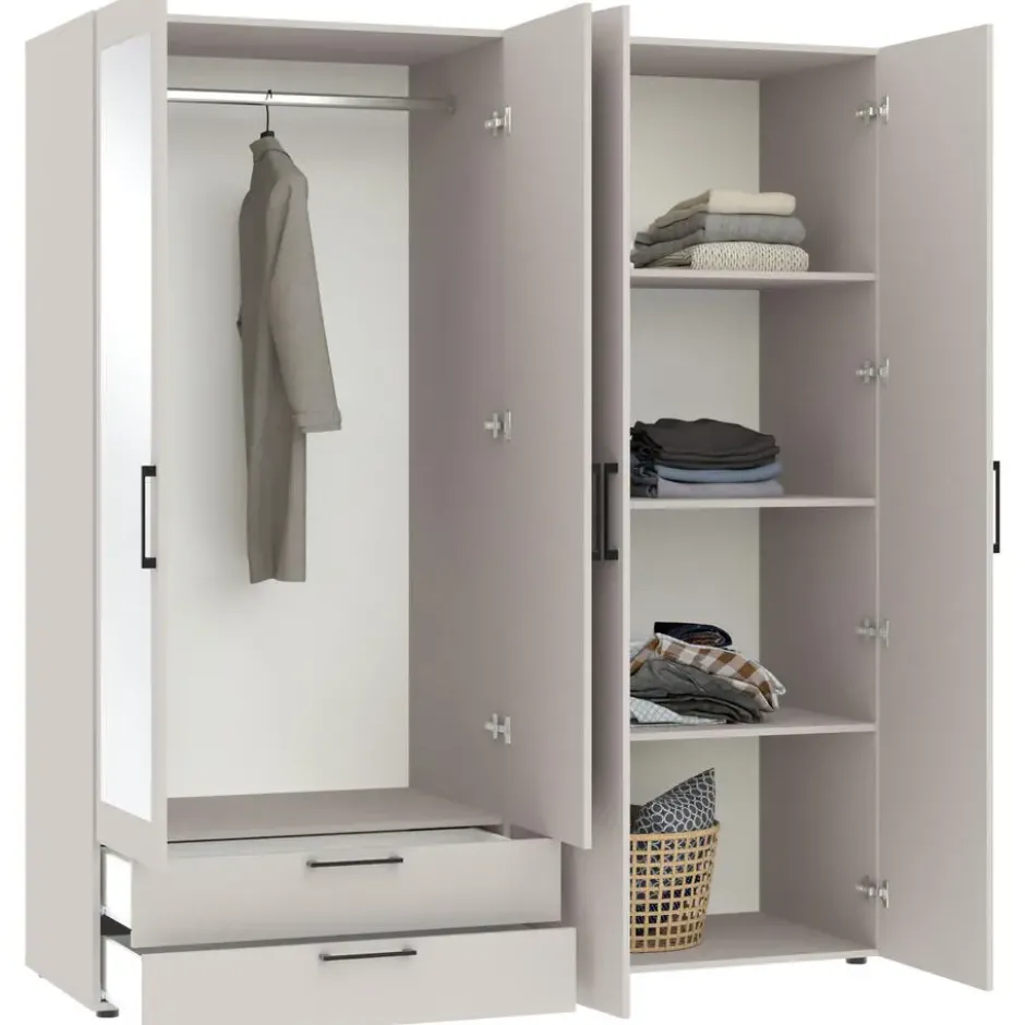 Kledingkast Penrith 4 deurs - greige - 204x181x58 cm
