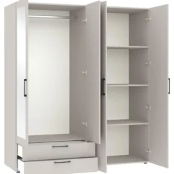 Kledingkast Penrith 4 deurs - greige - 204x181x58 cm