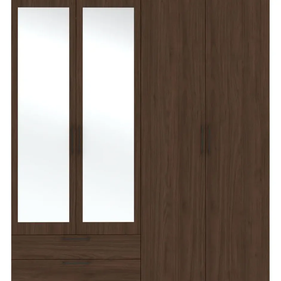 Kledingkast Penrith 4 deurs - walnoot - 204x181x58 cm