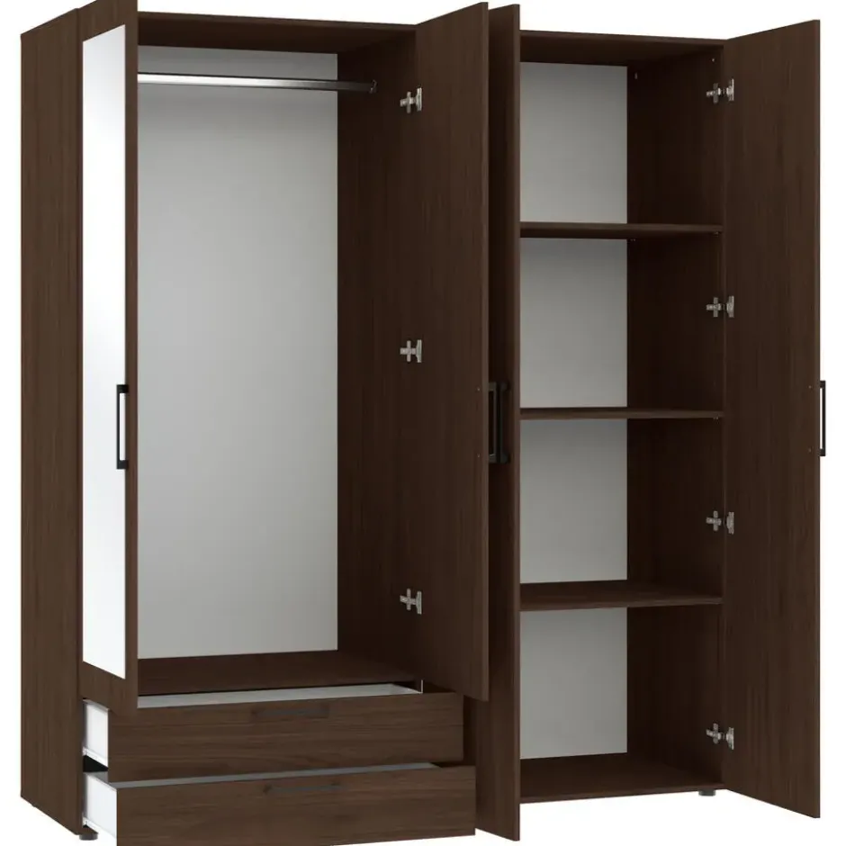 Kledingkast Penrith 4 deurs - walnoot - 204x181x58 cm