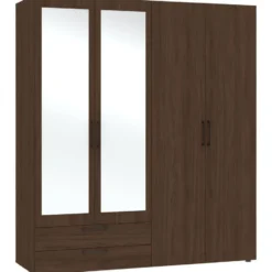 Kledingkast Penrith 4 deurs - walnoot - 204x181x58 cm