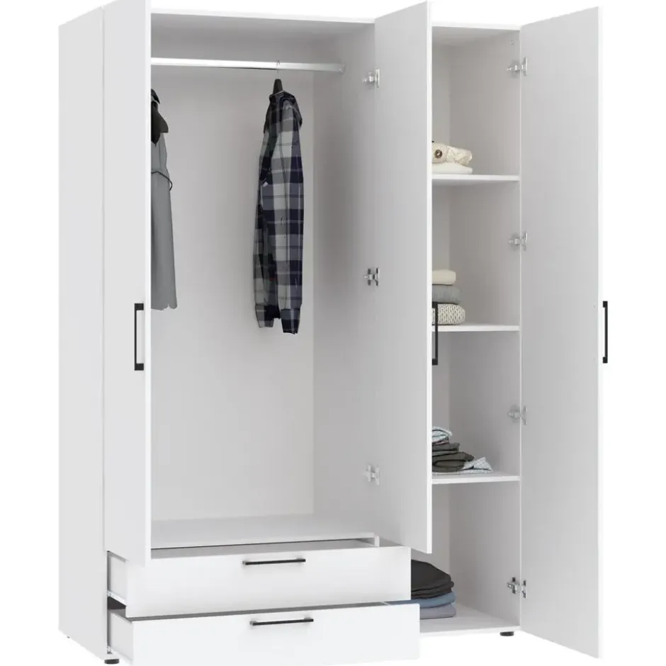 Kledingkast Penrith 3 deurs - wit - 204x145x58 cm