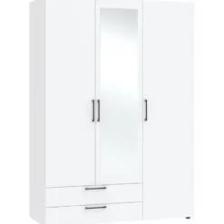 Kledingkast Penrith 3 deurs - wit - 204x145x58 cm