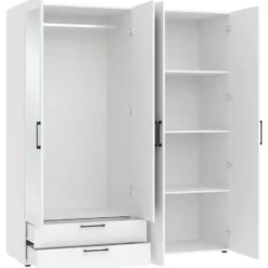 Kledingkast Penrith 4 deurs - wit - 204x181x58 cm