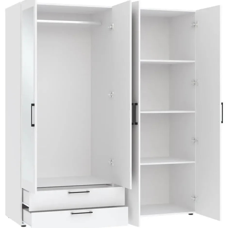 Kledingkast Penrith 4 deurs - wit - 204x181x58 cm