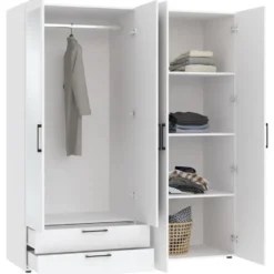 Kledingkast Penrith 4 deurs - wit - 204x181x58 cm