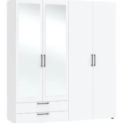 Kledingkast Penrith 4 deurs - wit - 204x181x58 cm