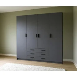Kledingkast Sprint 4-deurs - antraciet - 200x196x50 cm