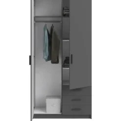 Kledingkast Sprint 2-deurs - antracietkleur - 200x98,5x50 cm