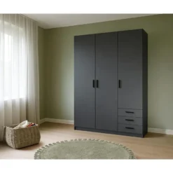 Kledingkast Sprint 3-deurs - antracietkleur - 200x147x50 cm