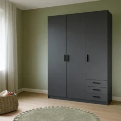 Kledingkast Sprint 3-deurs - antracietkleur - 200x147x50 cm