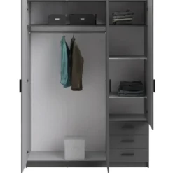 Kledingkast Sprint 3-deurs - antracietkleur - 200x147x50 cm