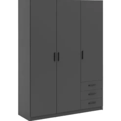 Kledingkast Sprint 3-deurs - antracietkleur - 200x147x50 cm