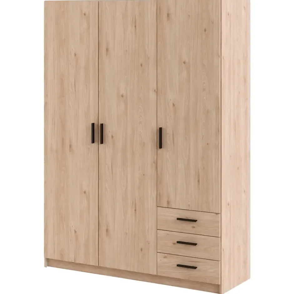 Kledingkast Sprint 3-deurs - eikenkleur - 200x147x50 cm
