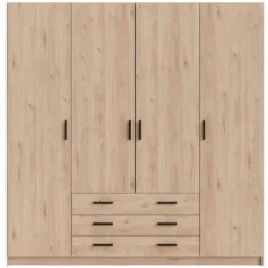 Kledingkast Sprint 4-deurs - eikenkleur - 200x196x50 cm