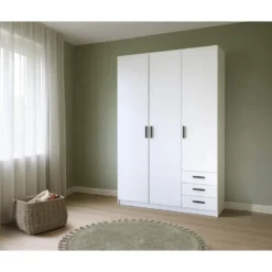 Kledingkast Sprint 3-deurs - wit - 200x147x50 cm