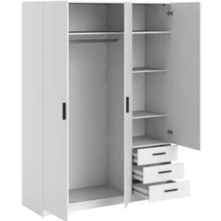 Kledingkast Sprint 3-deurs - wit - 200x147x50 cm
