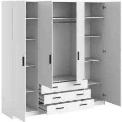 Kledingkast Sprint 4-deurs - wit - 200x196x50 cm