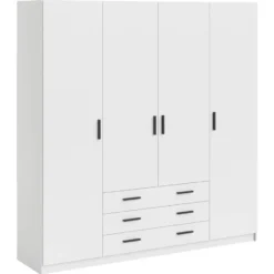 Kledingkast Sprint 4-deurs - wit - 200x196x50 cm