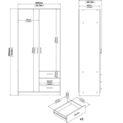 Kledingkast Sprint 2-deurs - wit - 200x98,5x50 cm