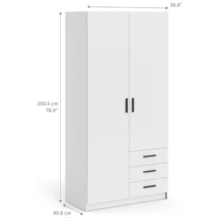Kledingkast Sprint 2-deurs - wit - 200x98,5x50 cm