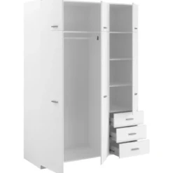 Kledingkast Timo 6-deurs - wit - 203x146x55 cm