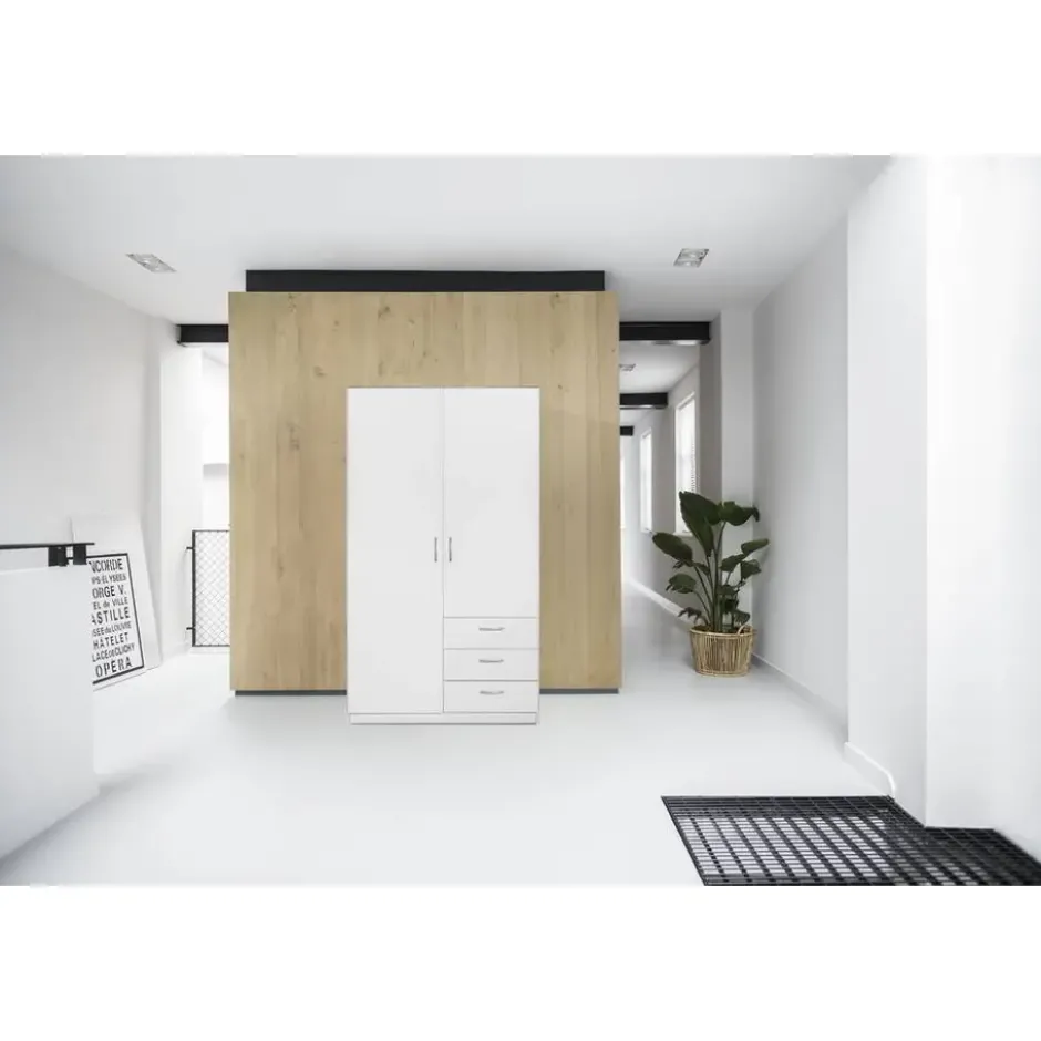 Kledingkast Varia 3-deurs - wit - 175x146x50 cm