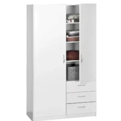 Kledingkast Varia 3-deurs - wit - 175x146x50 cm