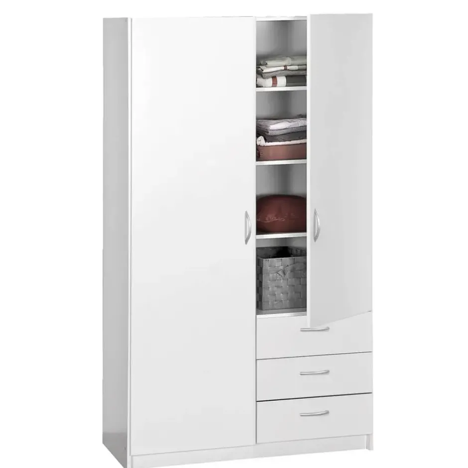 Kledingkast Varia 3-deurs - wit - 175x146x50 cm