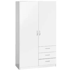 Kledingkast Varia 3-deurs - wit - 175x146x50 cm