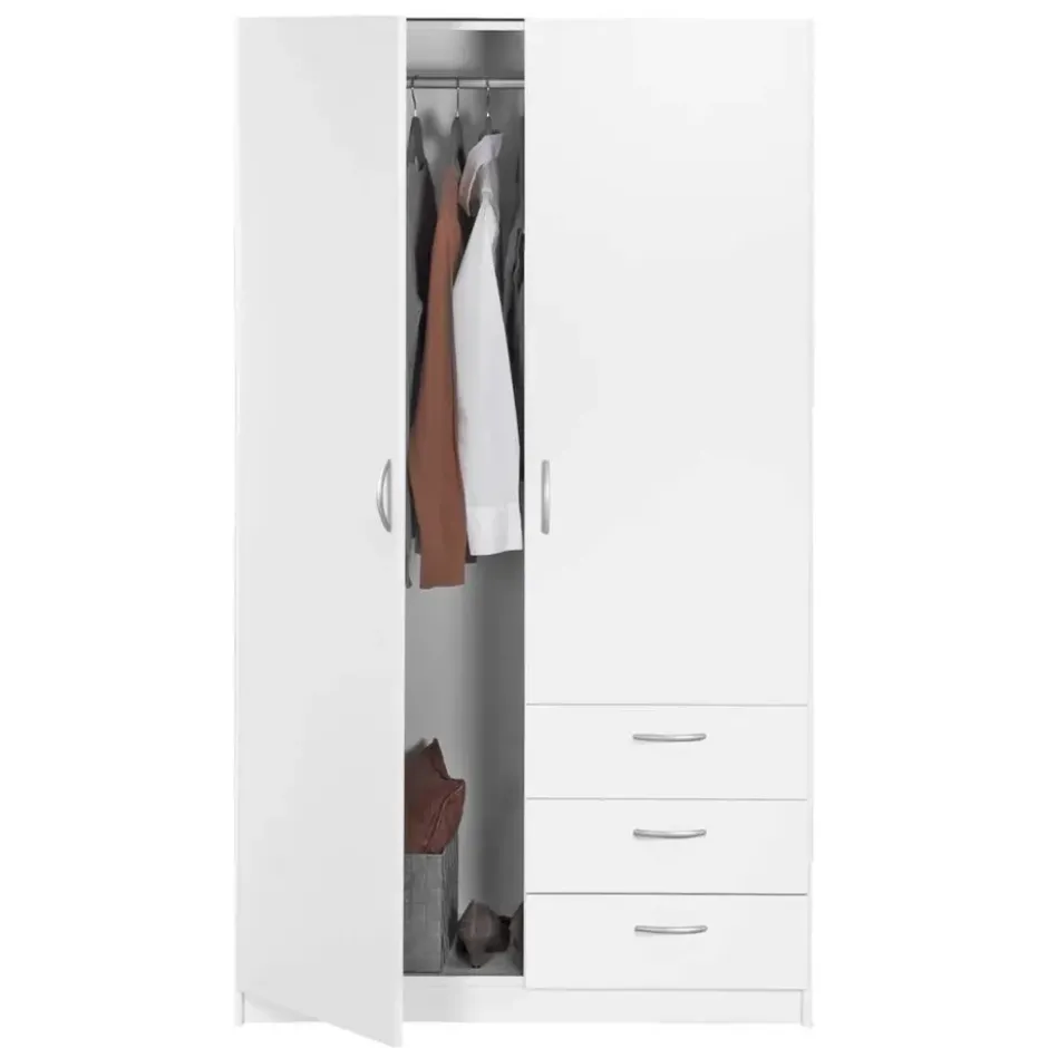 Kledingkast Varia 3-deurs - wit - 175x146x50 cm
