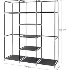 Kledingkast - XXL- Zwart - 175x150x45cm