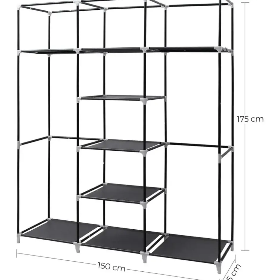 Kledingkast - XXL- Zwart - 175x150x45cm