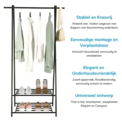 Kledingrek - metaal - zwart