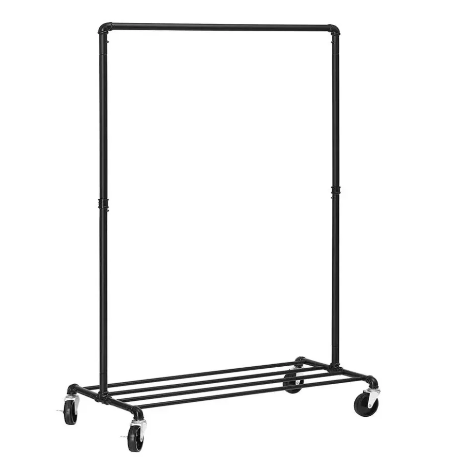 Kledingrek op wieltjes - Kledingrek metaal - Zwart - 163x49x100