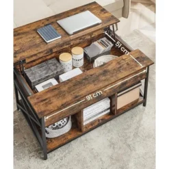 Koffietafel, salontafel met hefblad voor in de woonkamer