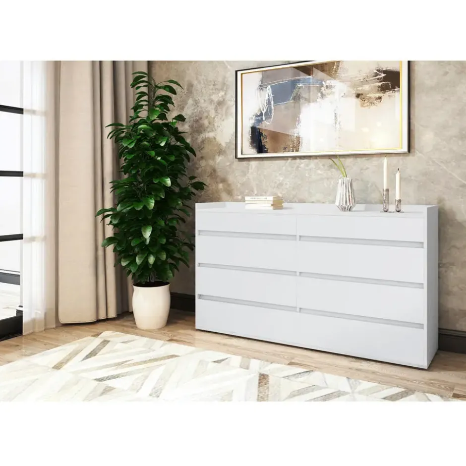 Kosmo - Commode met 8 laden in witte spaanplaat