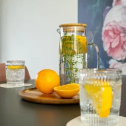 Krumble Karaf met handvat en houten deksel - 1,5 L - Glas
