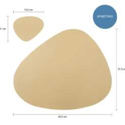 Krumble Placemat en onderzetter - 6 stuks - PU Leer - Goud