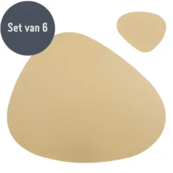 Krumble Placemat en onderzetter - 6 stuks - PU Leer - Goud