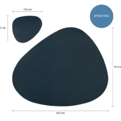 Krumble Placemat en onderzetter - 2 stuks - PU Leer - Donkerblauw
