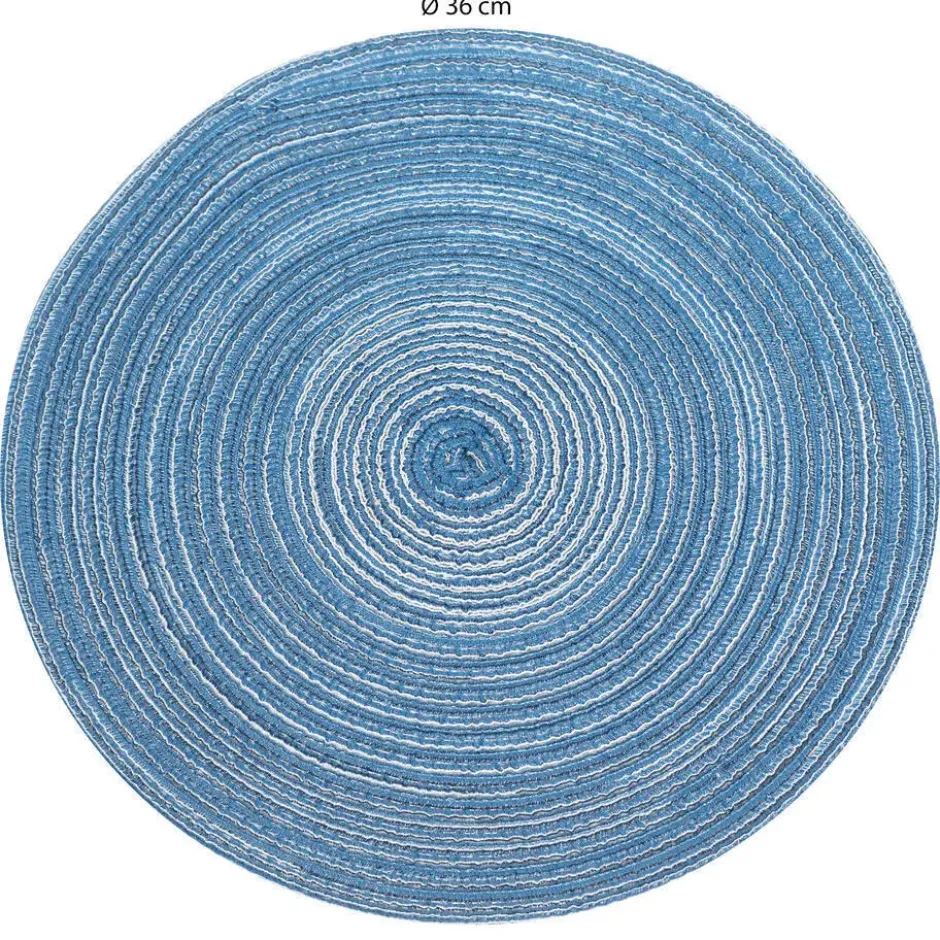 Krumble Placemat rond - Blauw/grijs - Set van 8