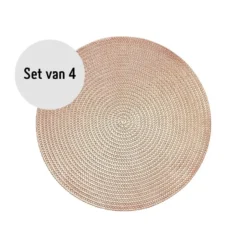 Krumble Placemat rond - PVC - Rosegoud - Set van 4