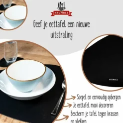 Krumble Placemat set design - 6 stuks - Zwart