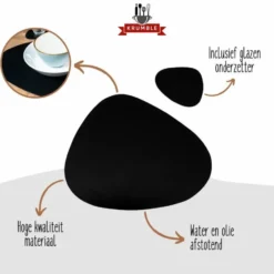 Krumble Placemat set design - 6 stuks - Zwart