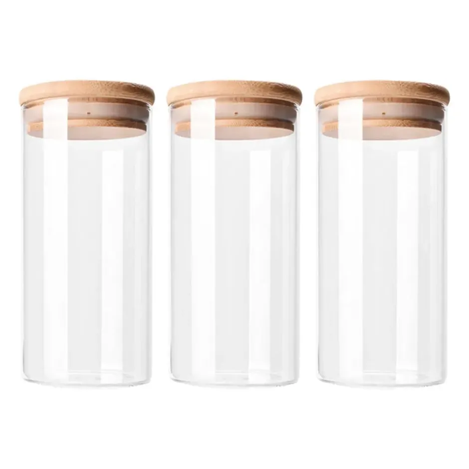 Krumble Voorraadpotten glas - 1000 ml per pot - Set van 3
