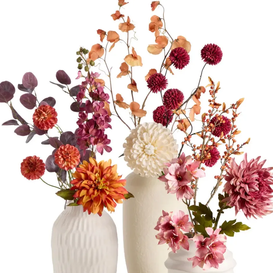 Kunstbloem Chrysantum Spray - roze - 63 cm